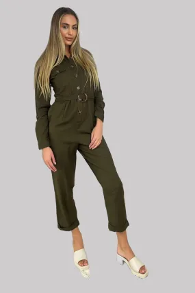 100% Cotton Belted Jumpsuit