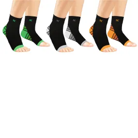 3-Pairs: Elite Lightweight Ankle Support Compression Pain Relief Sleeves