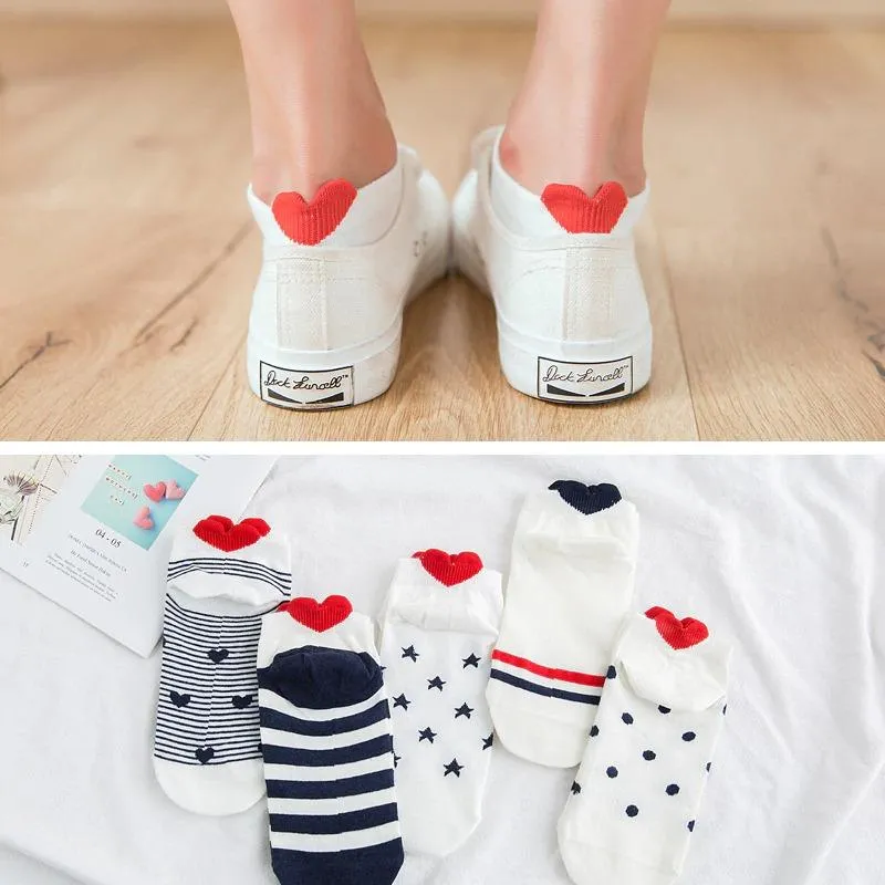 5 Pairs Cute Cat Animal Ear Short Casual Cotton Ankle Socks for Women