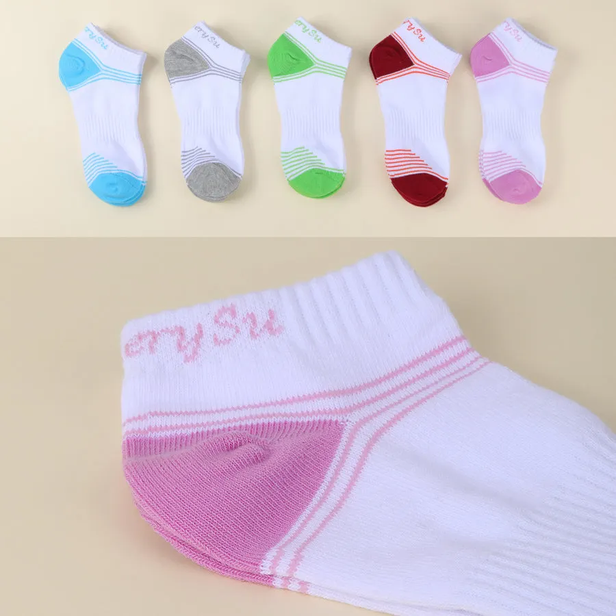 5 Pairs Lot Running Outdoor Travel Cotton Stripe Ankle Socks for Women