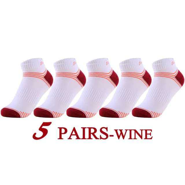 5 Pairs Lot Running Outdoor Travel Cotton Stripe Ankle Socks for Women