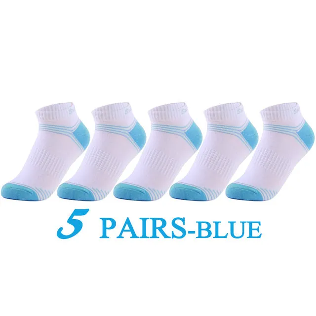 5 Pairs Lot Running Outdoor Travel Cotton Stripe Ankle Socks for Women