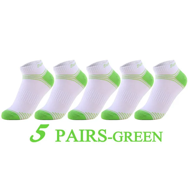 5 Pairs Lot Running Outdoor Travel Cotton Stripe Ankle Socks for Women