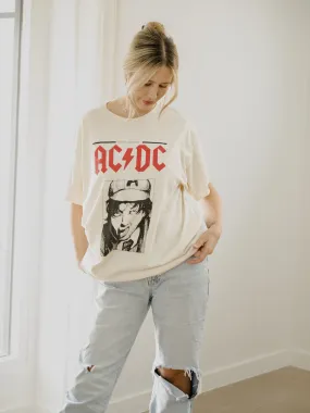 ACDC High Voltage Sketch Off White Thrifted Distressed Tee