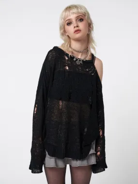 April Distressed Cut Out Net Knit Jumper