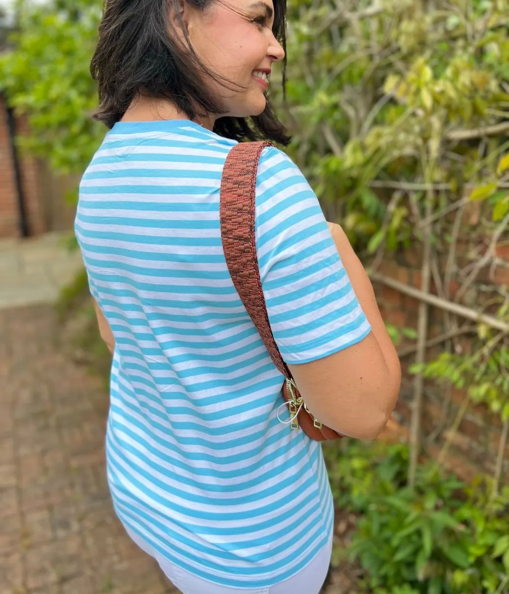 Aqua Striped Cotton Tee