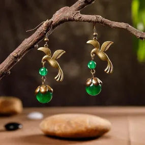 Bird And Beads Women Retro Alloy Earrings