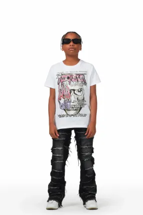 Boys Finch White T-Shirt/Stacked Flare Jean Set