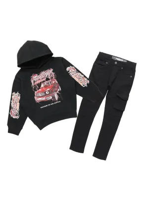 Boys Gwagon Black Hoodie/Jean Set