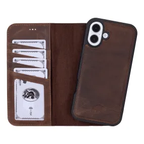 Carter iPhone 16 Plus Wallet Case, Distressed Coffee