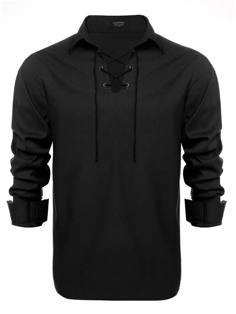 Casual Lace Up Henley Shirt (US Only)