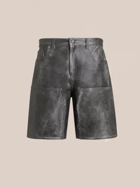 Distressed Genuine Leather Carpenter Shorts