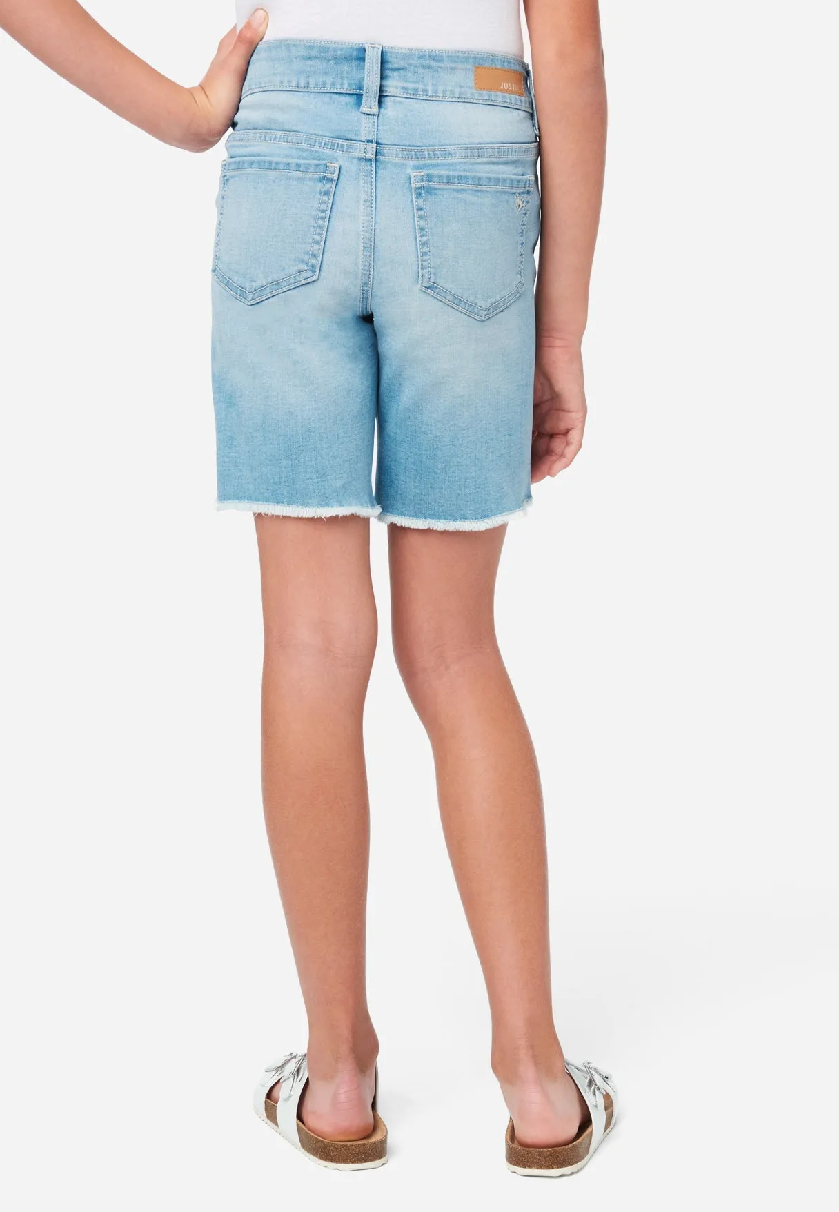 Distressed Girlfriend Bermuda Denim Shorts