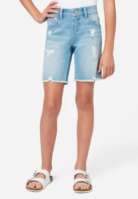 Distressed Girlfriend Bermuda Denim Shorts