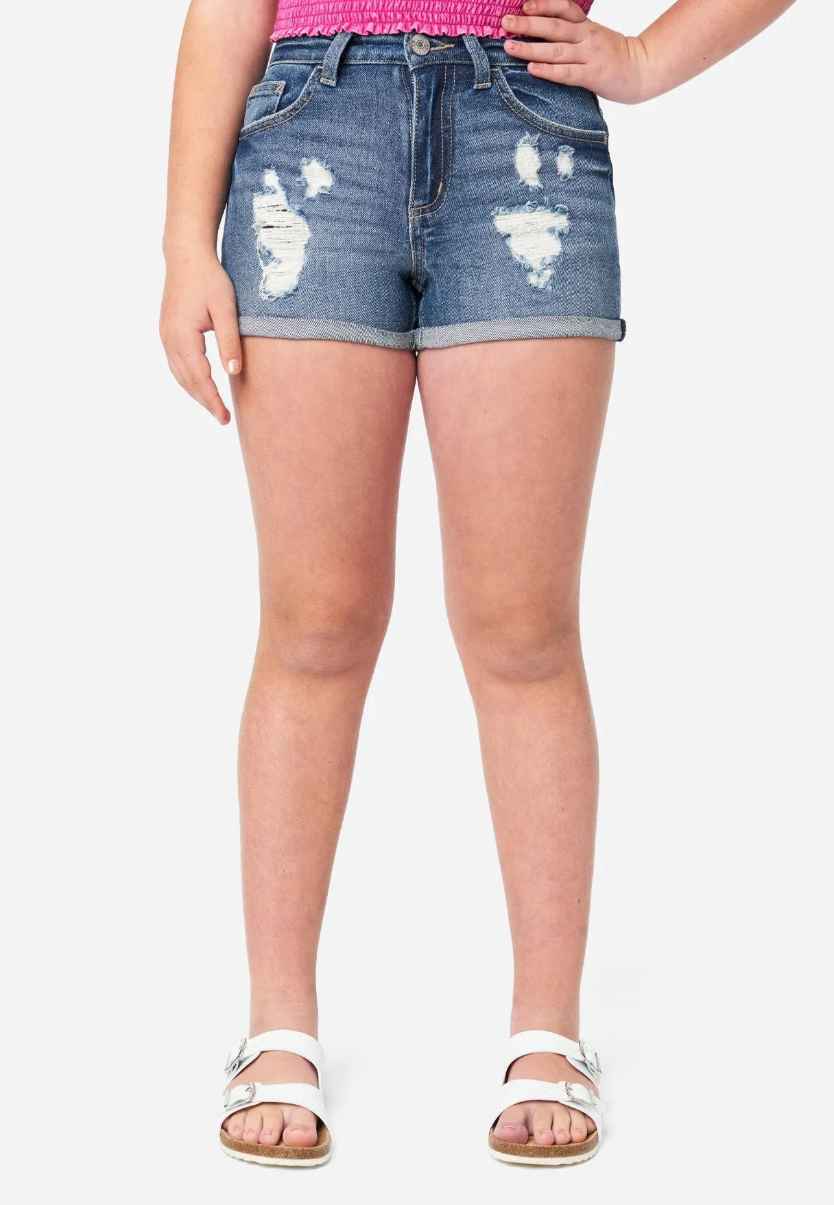 Distressed Mini Mom Shorts