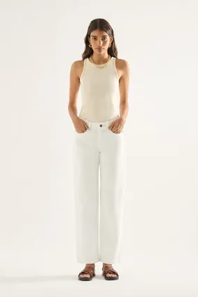 Elise Mid Straight Jean - White