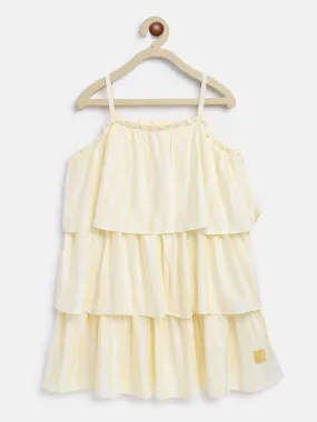 Girls Cream Layers Cotton Frock