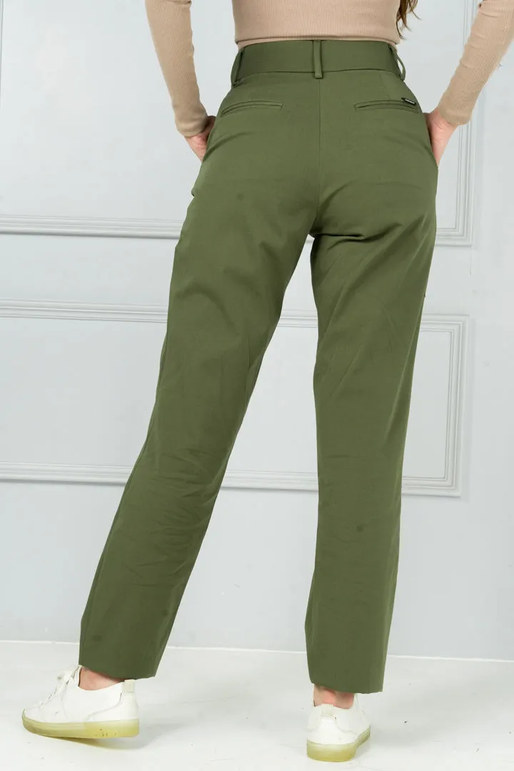 Herb Olive Stretch Chinos - Women