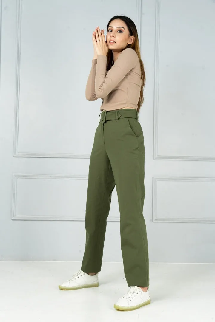 Herb Olive Stretch Chinos - Women