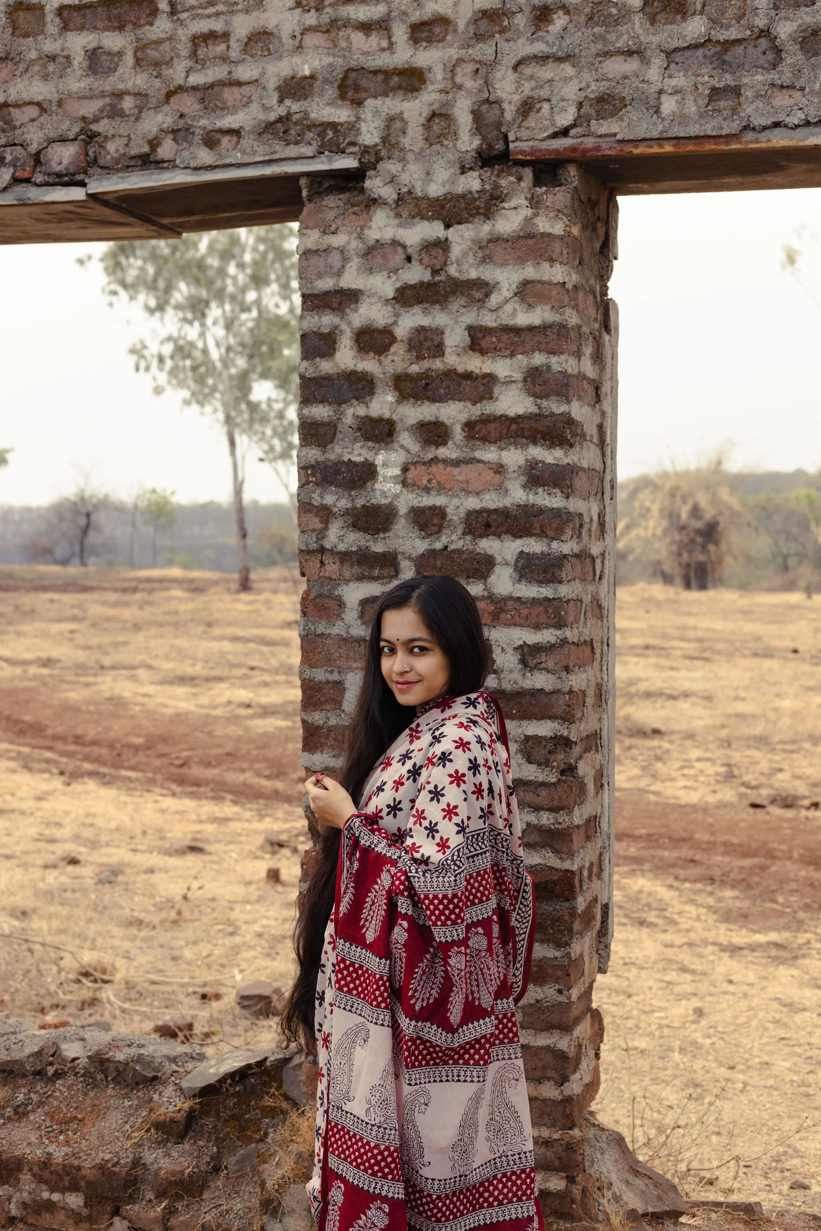 Kaisori Sitara handblockprinted cotton saree