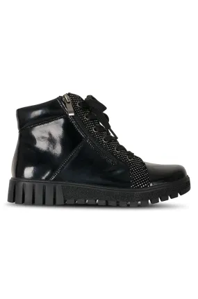 Leather lace up Ankle Boot | BLACK | CAMPANA ZZ