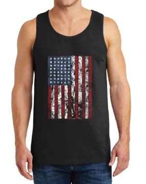 Men’s American Flag Distressed Heavy Cotton Tank Tops – XS ~ 3XL