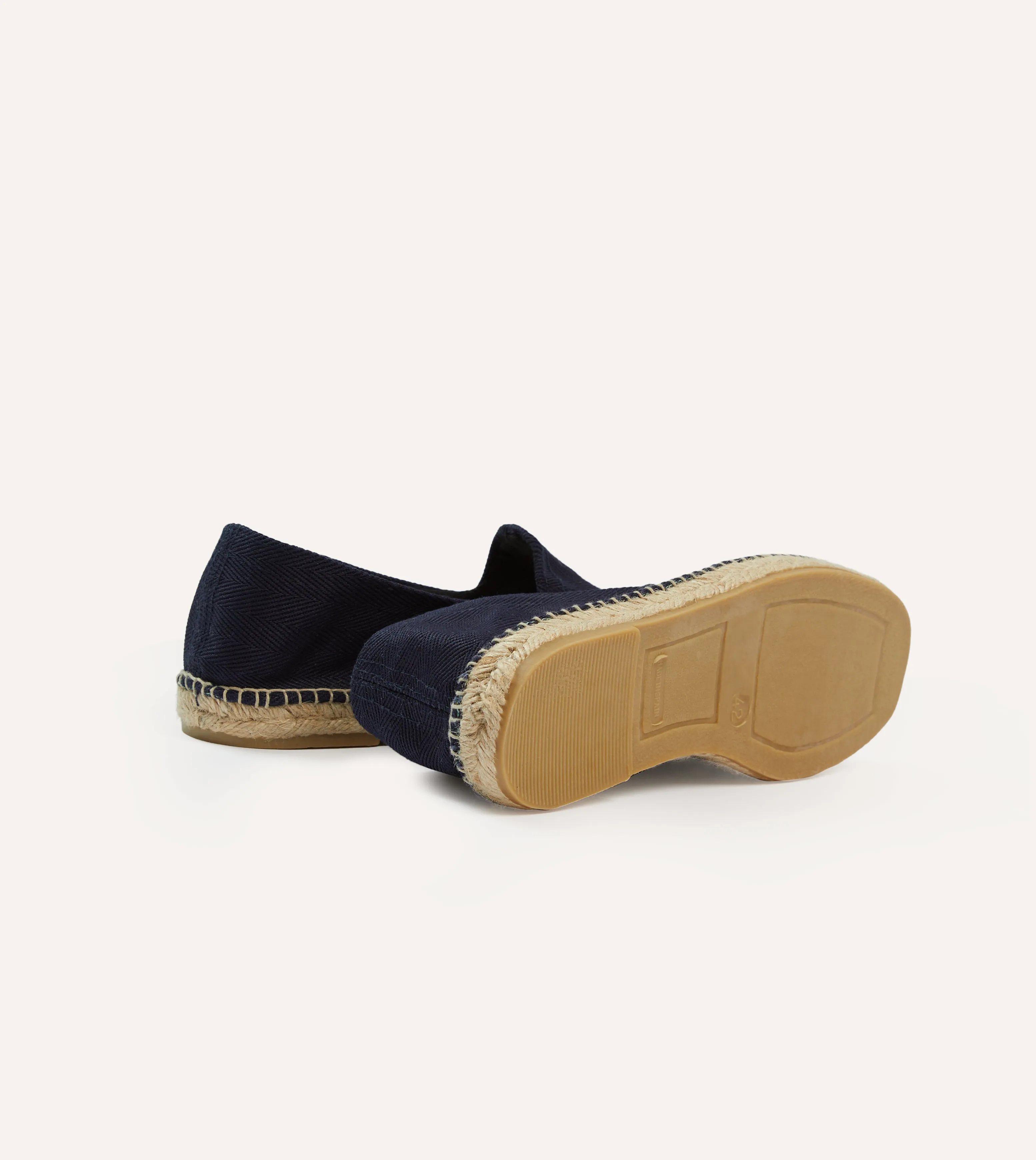 Navy Herringbone Cotton Espadrilles