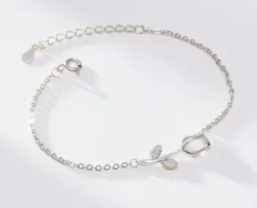 Opal Tulip Flower Ankle Bracelet Anklet in Sterling Silver