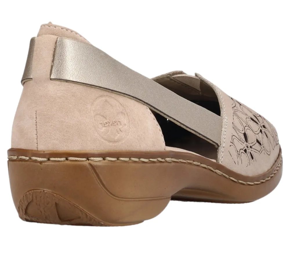 Pantofi casual, dama, RIEKER, ANTISTRESS, 41356-60 bej, piele naturala