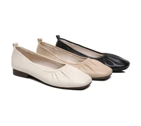 Square Toe Leather Ballet Flats Women Devora