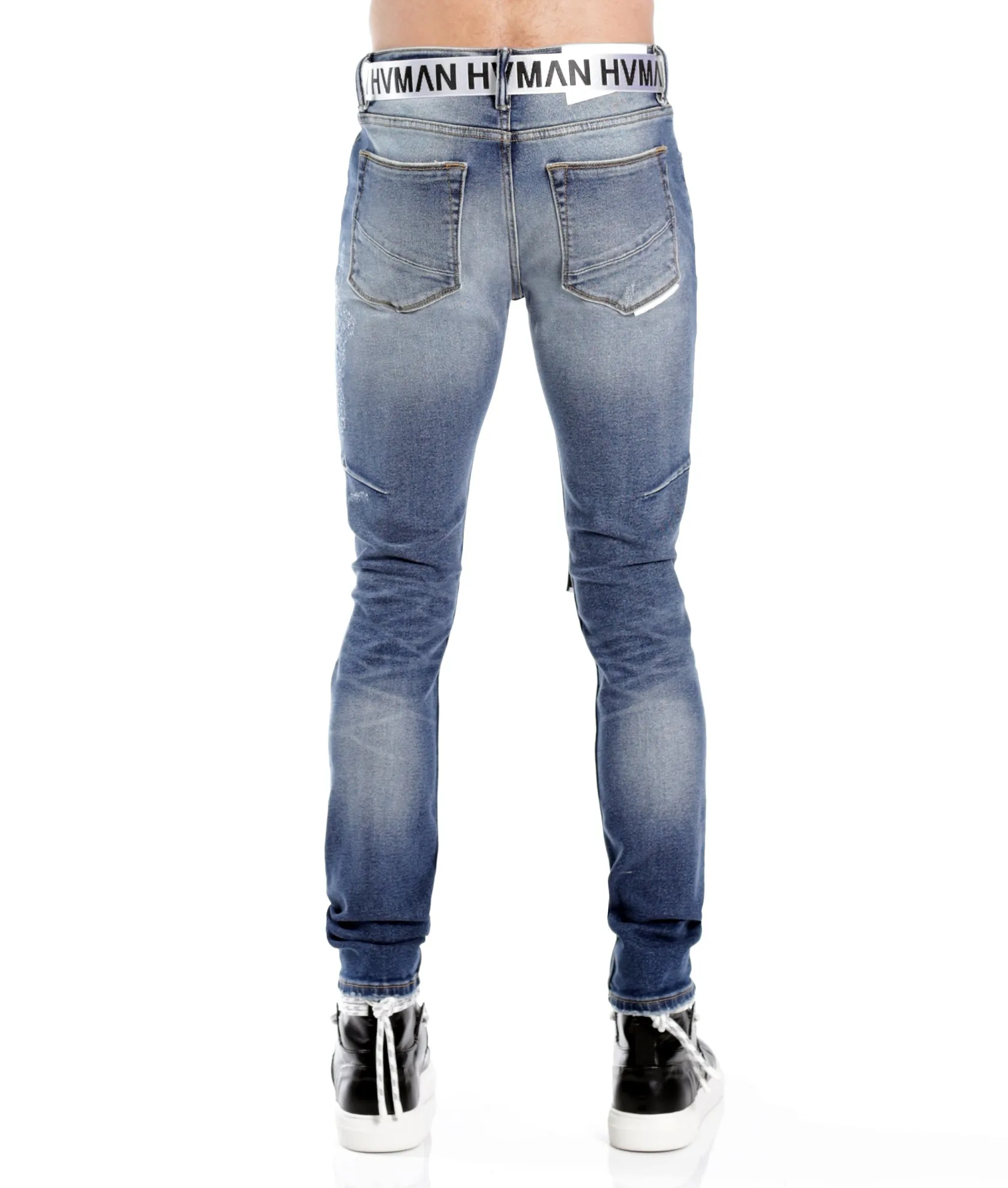 STRAT SUPER SKINNY FIT JEAN w/WHITE BELT IN BALTIC