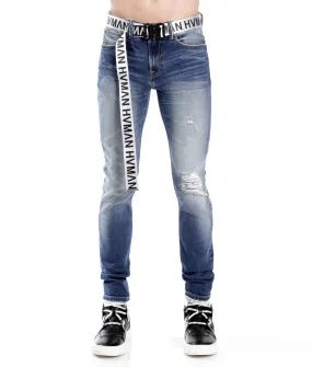 STRAT SUPER SKINNY FIT JEAN w/WHITE BELT IN BALTIC