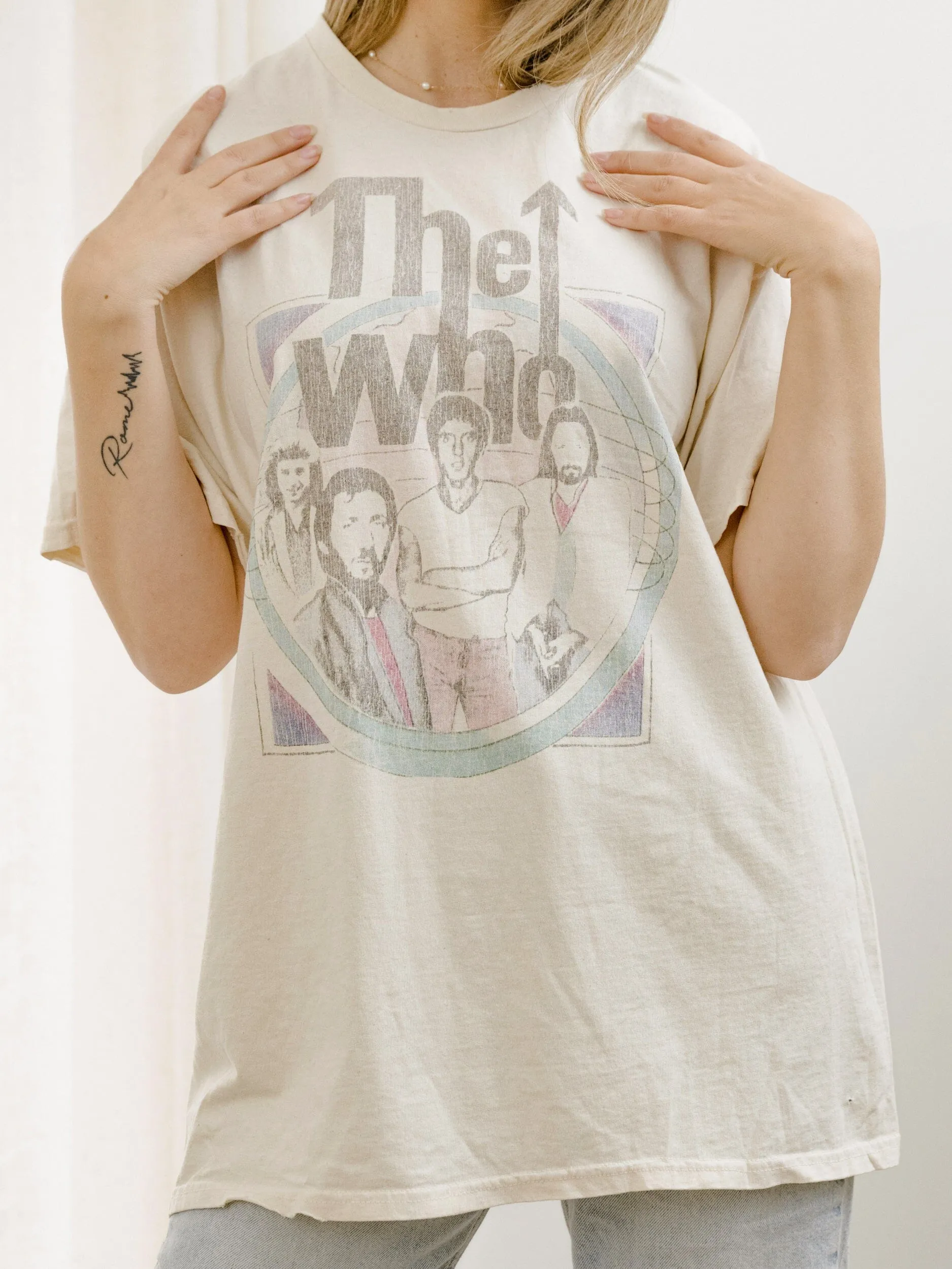 The Who Pastels Off White Thrifted Distressed Tee